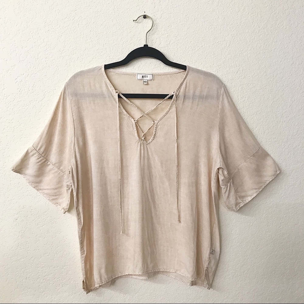 NYTT Light Pink Lace Up Front Tunic